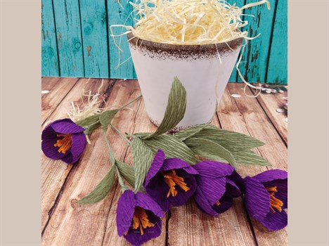 Пасхальный декор - цветы из гофрированной бумаги «Крокусы» 